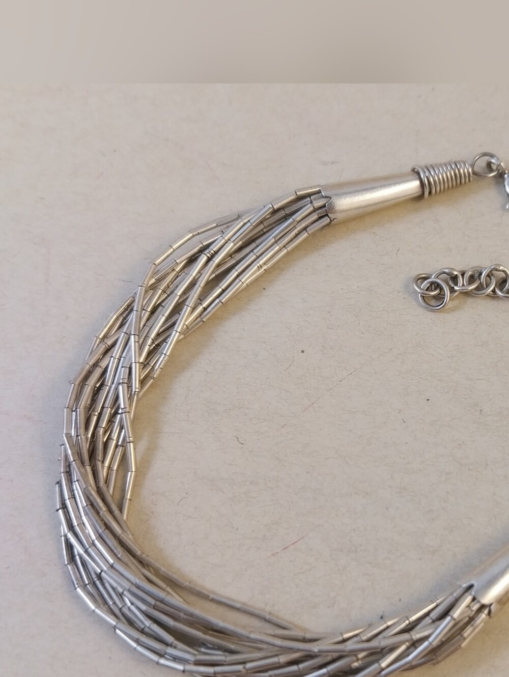 Vintage Sterling Silver Multi-Strand Tube Bead Bracelet - Women's Jewelry - Picture 8 of 12